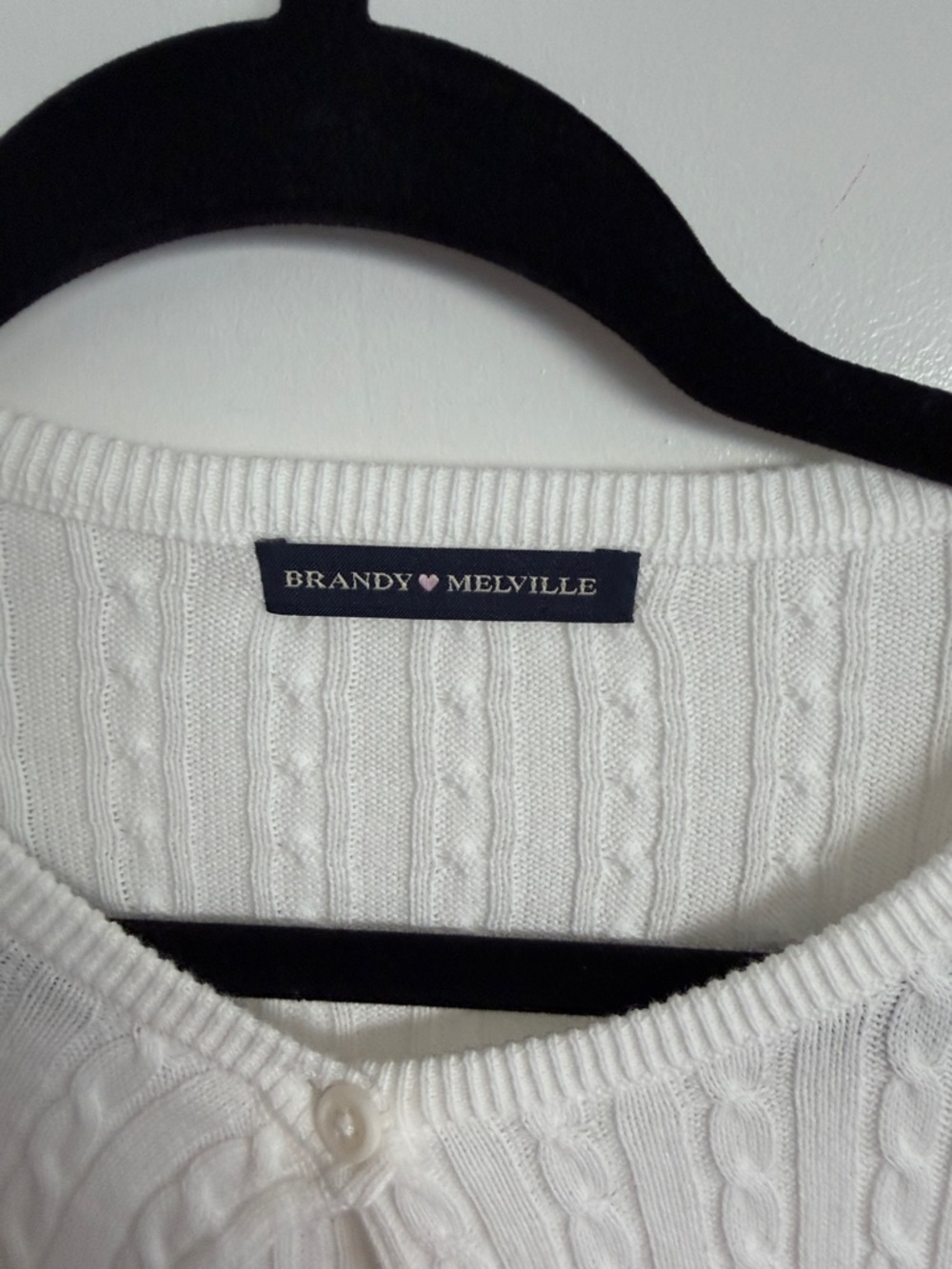 Brandy Melville White Cable-Knit Button Cardigan - Picture 2 of 3